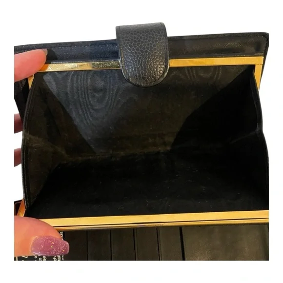 ✨💎CHANEL💎✨BLACK CALFSKIN LONG KISSLOCK WALLET WITH CARD AND BOX! - Picture 3 of 7